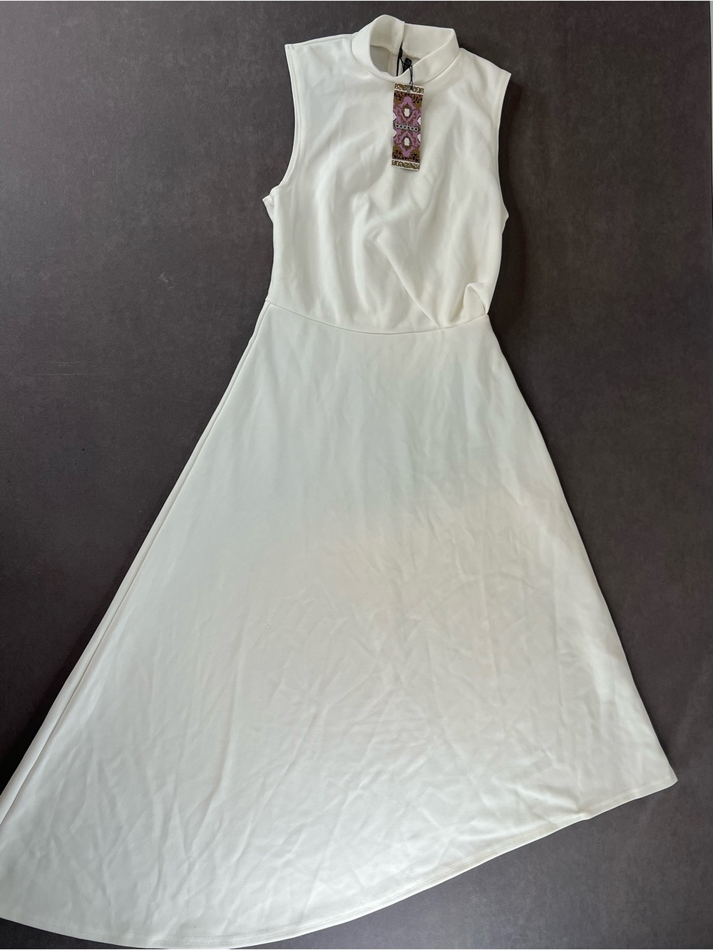 Boohoo Cream Sleeveless High-Neck Maxi Dress